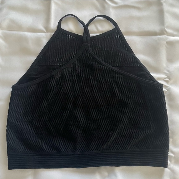 BCBGENERATION Small/Medium Black Ribbed Perforated Mesh High Neck Bralette Top - Picture 2 of 4